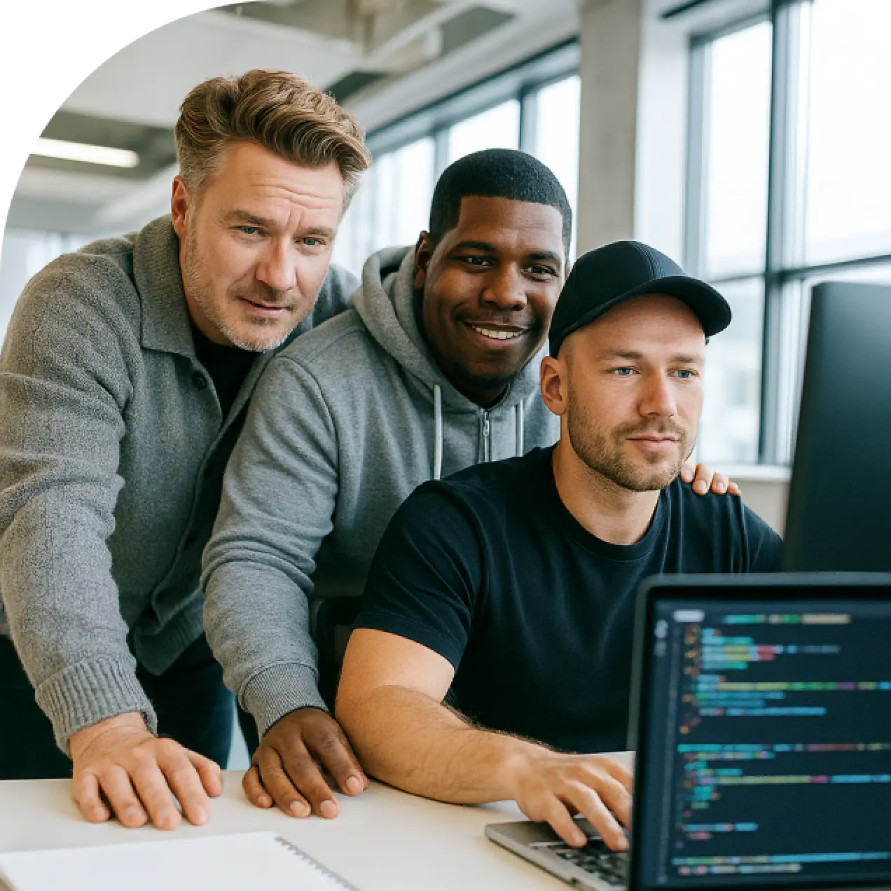 Team working on website design